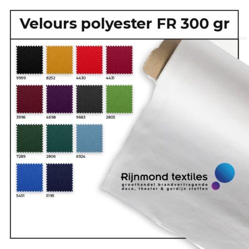 Brandvertragend velours polyester FR 300 gr/m² in 13 kleuren – Rijnmond Textiles