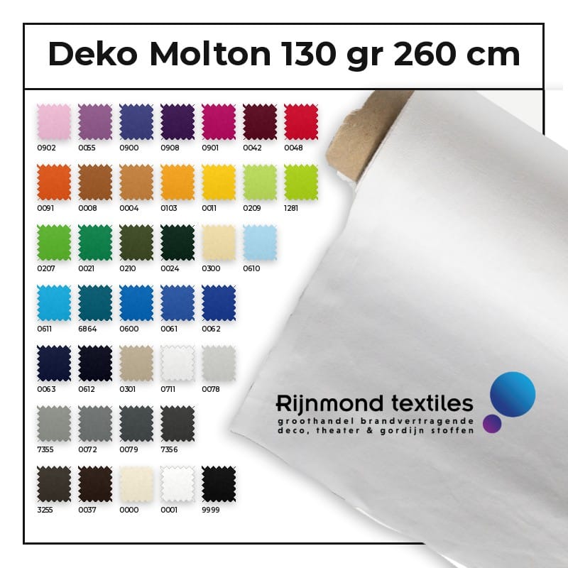 Deko Molton 130 gr/m² 260 cm in 39 kleuren – Rijnmond Textiles