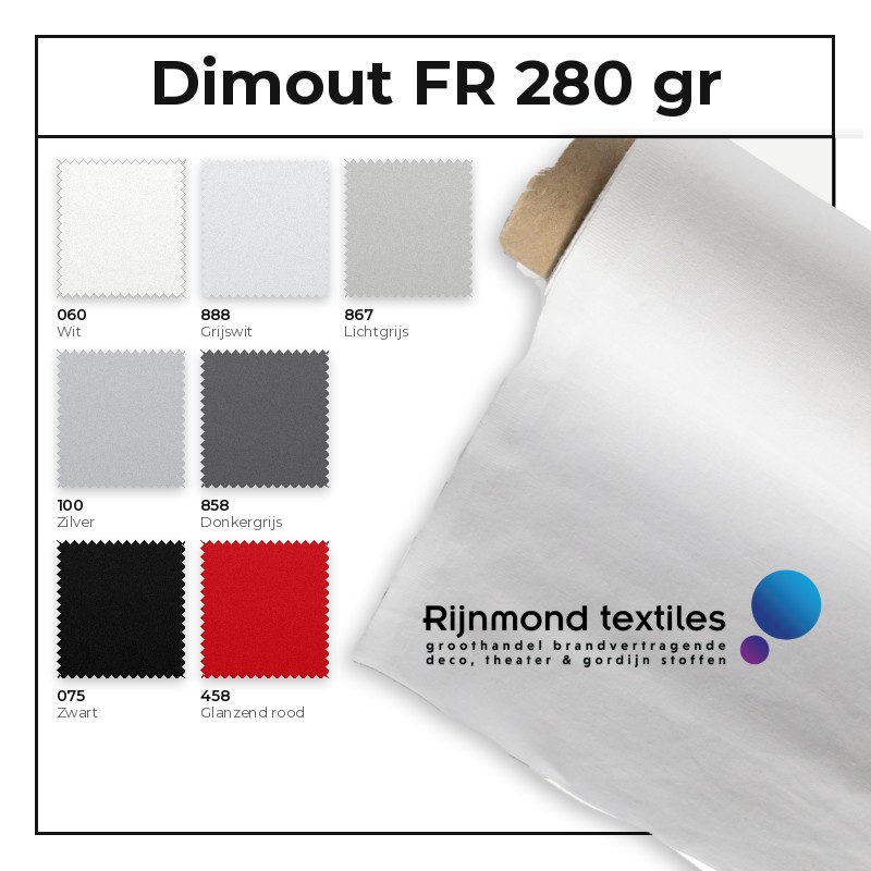 Dimout FR lichtdempende stof 280 gr/m² 300 cm in 7 kleuren – Rijnmond Textiles