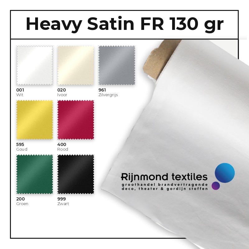 Heavy satin brandvertragend 130 gr/m² 280 cm in 7 kleuren – Rijnmond Textiles
